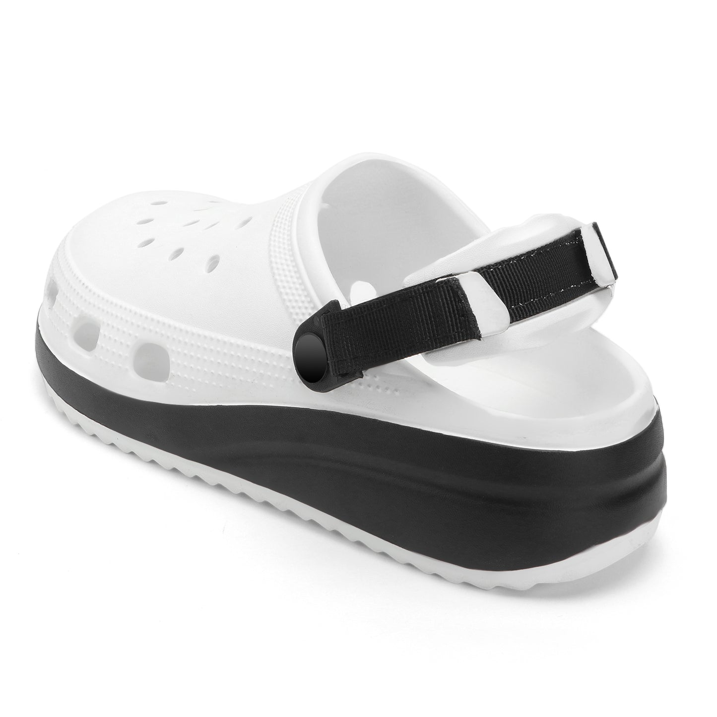 Classic White Black Strap Clogs