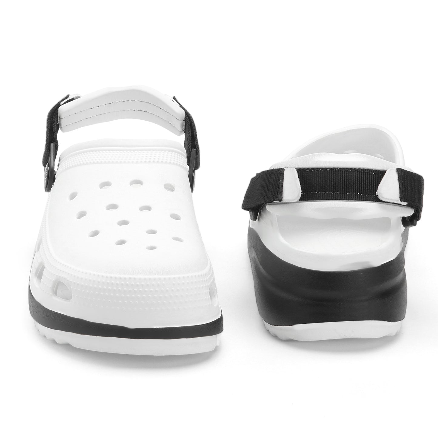 Classic White Black Strap Clogs