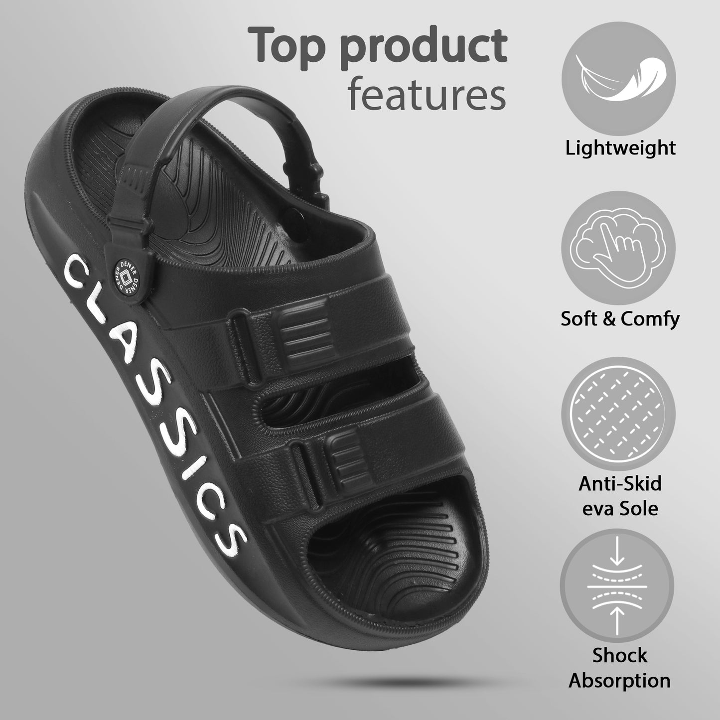 UrbanGrip Black Sport Slides