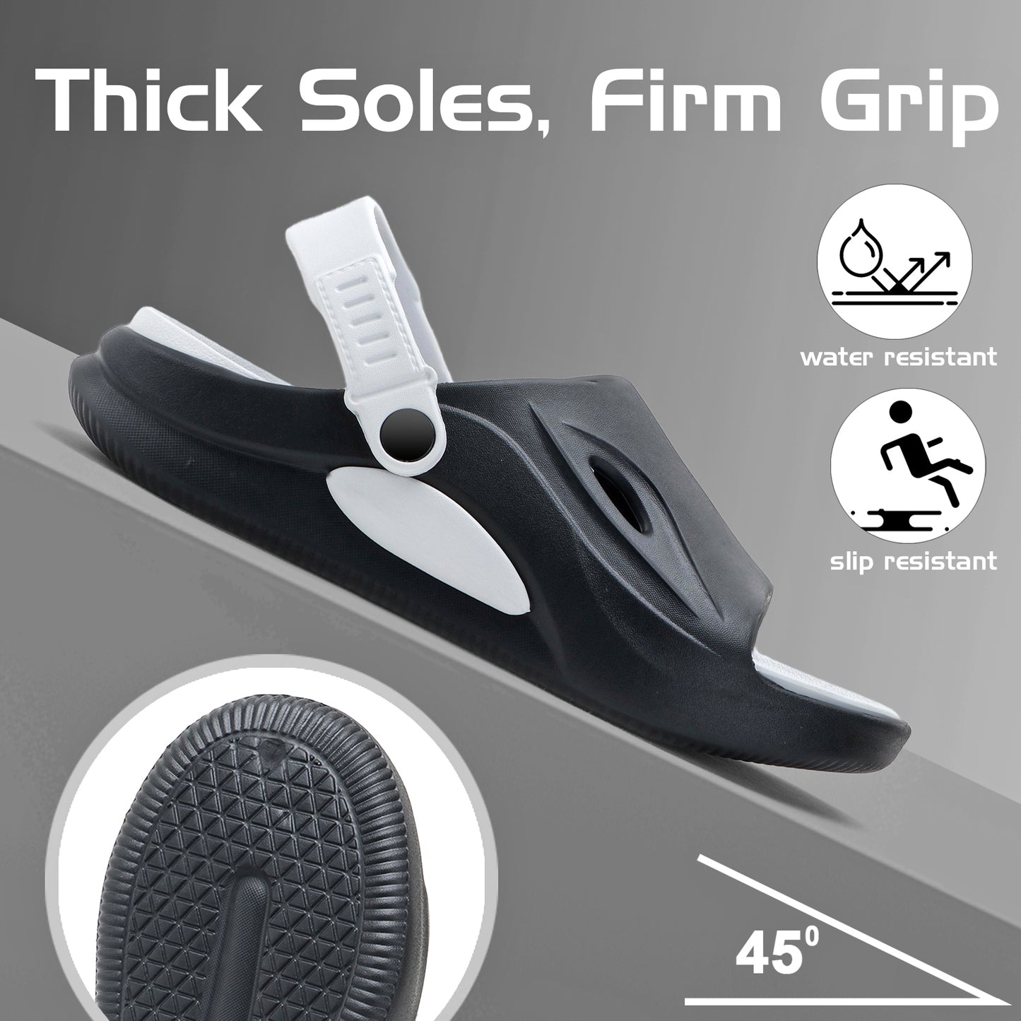 SportGrip Black White Clogs