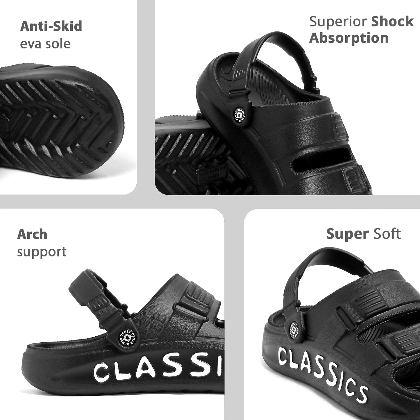 UrbanGrip Black Sport Slides
