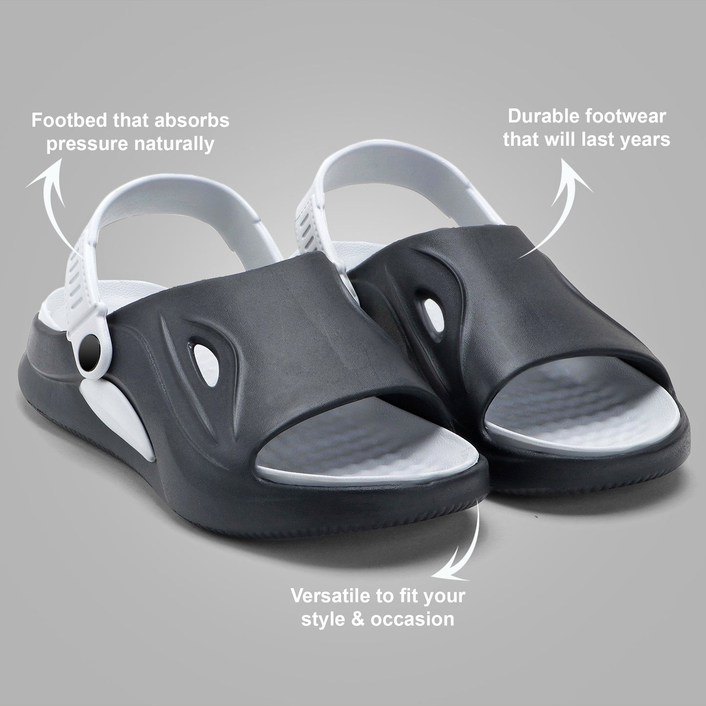 SportGrip Black White Clogs