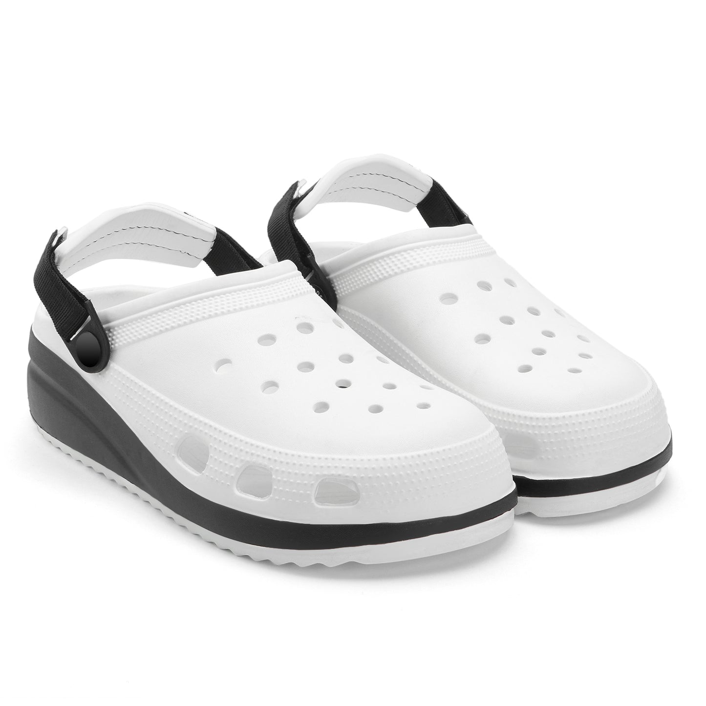 Classic White Black Strap Clogs