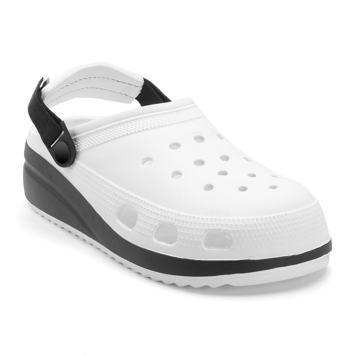 Classic White Black Strap Clogs
