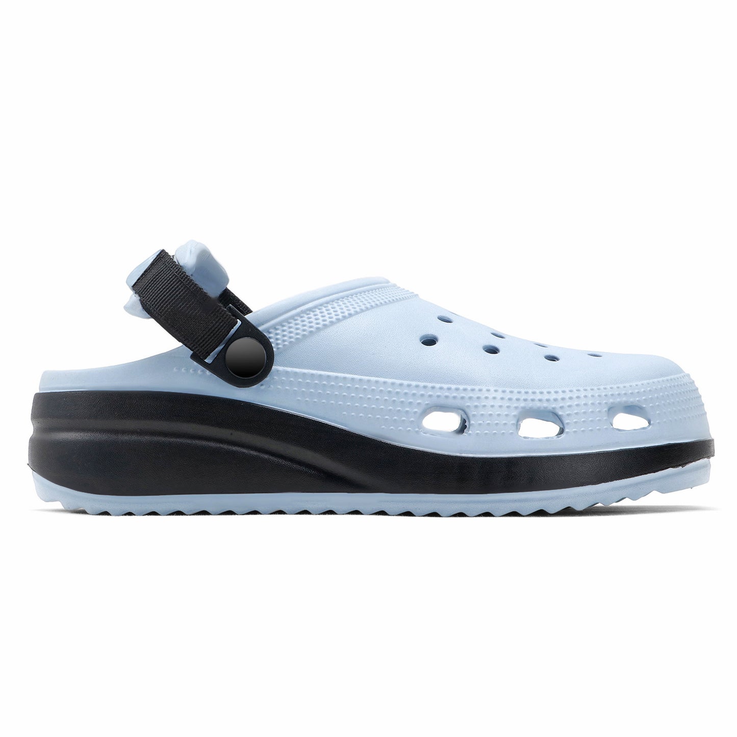 Sky Blue Black Strap Clogs