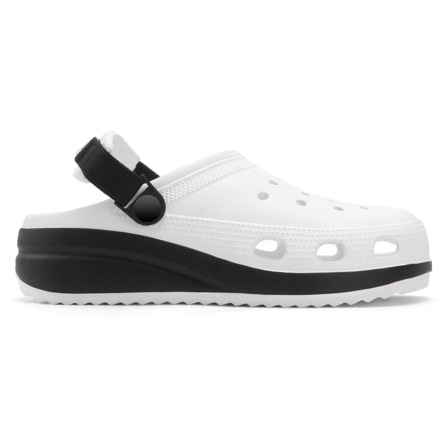 Classic White Black Strap Clogs